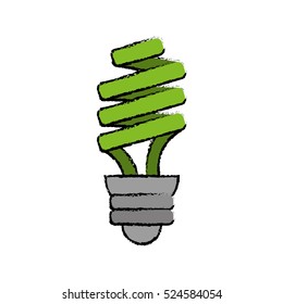 drawn green energy saving lamp light bulb