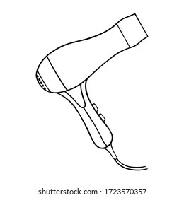 DRAWN A HAIR DRYER TO DRY HAIR DOODLE ON WHITE BACKGROUND IN VECTOR