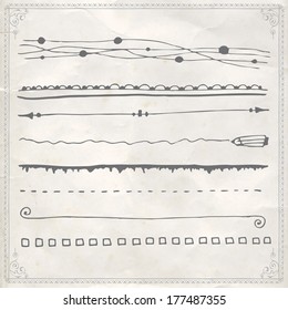 drawn hand border rectangle element grunge set design vector lines hand drawn vector line border set and design piece drawn hand border rectangle element grunge set design vector lines line vegetation