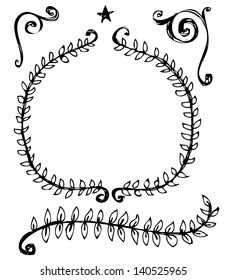 drawn hand laurel leaves vector bay leaf wreath doodle new impressive hand drawn doodle framing vector design important for any project where a feeling of human sense is required drawn hand laurel lea