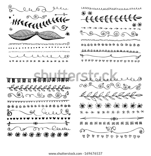 Drawn Hand Line Border Frame Flower Stock Vector (Royalty Free) 169676537