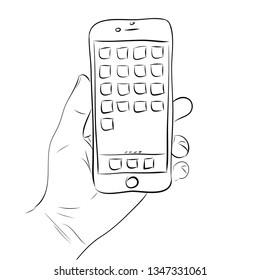 drawn hand with phone