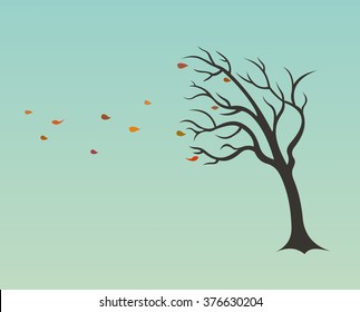 Drawn hands tree that drops water droplets on blue