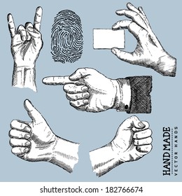 drawn Hands - Vector Hands Set - Vector illustration