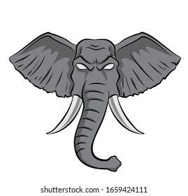 drawn head of an elephant. vectorial. stock illustration isolated on white background