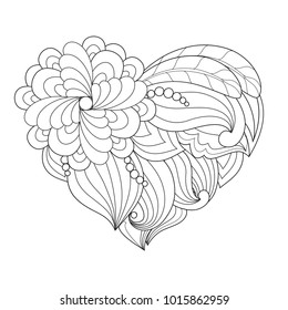 The  drawn  heart with flowers and plants for Valentine's Day or weddings