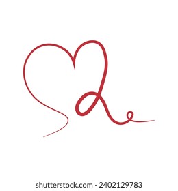 Drawn heart on white background. Valentine's Day celebration