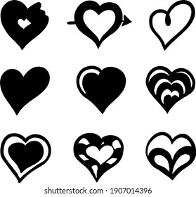 Herz gezeichnet. Design-Elemente für den Valentinstag