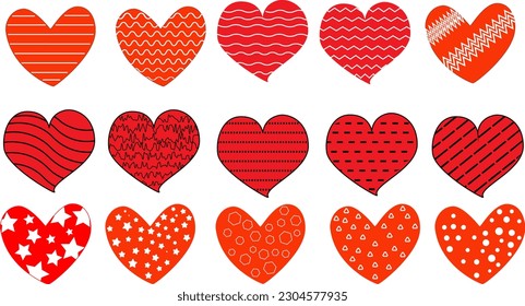 Drawn hearts in different colors.Vector EPS10