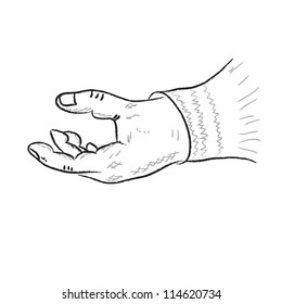 the drawn human hand on a white background.Vector illustration