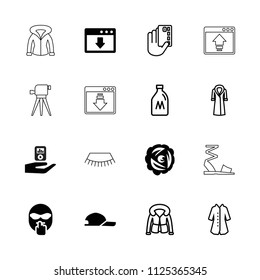 Drawn icon. collection of 16 drawn filled and outline icons such as download cloud, milk can, overcoat, credit card in hand, nest. editable drawn icons for web and mobile.