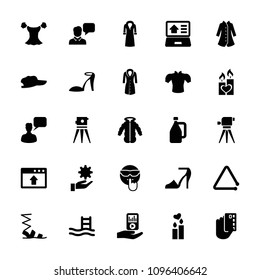 Drawn icon. collection of 25 drawn filled icons such as heel sandals, sandals, blouse, overcoat, chatting man, theodolite, cool emot. editable drawn icons for web and mobile.
