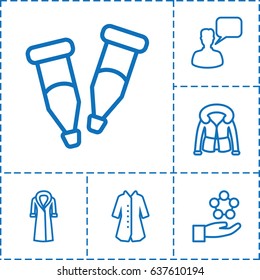 Drawn icon. set of 6 drawn outline icons such as overcoat, chatting man, pipette