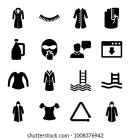Drawn icons. set of 16 editable filled drawn icons such as eyelash, overcoat, blouse, pool ladder, triangle musical instrument, download cloud, milk can, chatting man