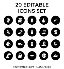 Drawn icons. set of 20 editable filled drawn icons such as overcoat, chatting man, theodolite, atom in hand, pipette. best quality drawn elements in trendy style.