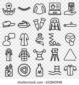 Drawn icons set. set of 25 drawn outline icons such as milk can, nest, eyelash, sandals, blouse, overcoat, chatting man, theodolite, candle heart, pipette, ribbon on hand