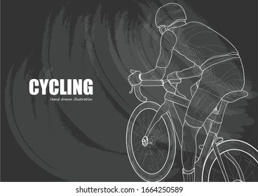 ้hand drawn illustration of cyclist on chalkboard.