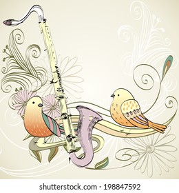 drawn illustration of a musical instrument clarinet.
