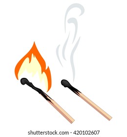 Drawn image of burning matches.
