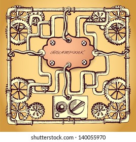 Drawn industrial steampunk style frame