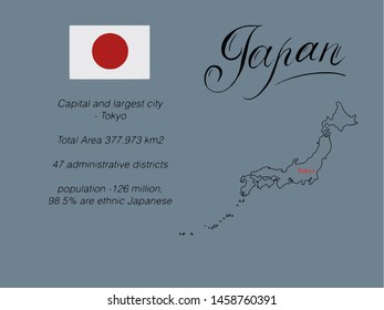 Drawn Japanese map with information area population
