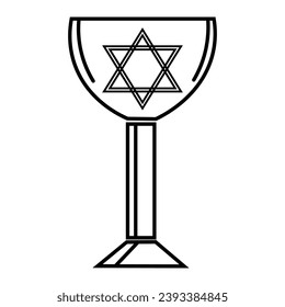 Drawn Jewish sacramental goblet for wine on white background