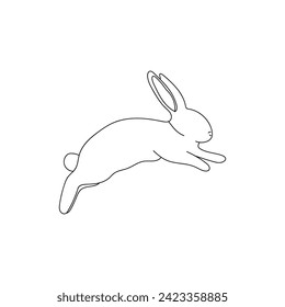 Drawn jumping bunny on white background