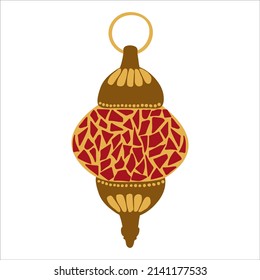 Linterna dibujada. Ramadán. Fondo blanco, aislado. Ilustración vectorial.	