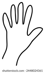Drawn line of right hand icon gesture on white background, perfect for a logo or symbol, warning sign stop