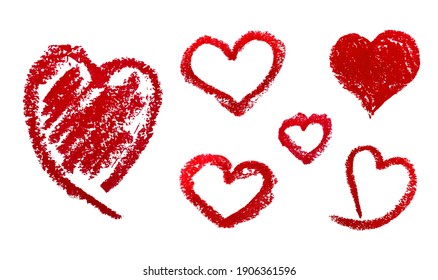 Drawn with lipstick hearts. Design element and icon for Valentine's day. Vector illustration.