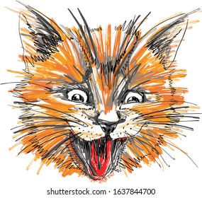 Drawn Little Bit Slaphappy Red Cat