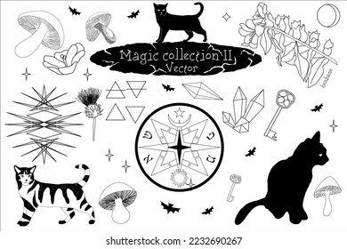 Dibujar el clipart de la colección mágica en el vector. 