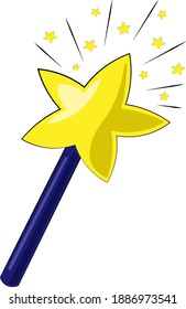 Dibujar varita mágica y estrella de color. Se puede usar para íconos, web, postales, decoración, empaque, impresiones para cosas, portadas para cuadernos, decoración de cajas para juguetes, pegatinas, mochila, etc.