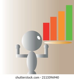 Drawn man on the background of the graph