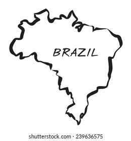 Drawn Map of Brazil borders. EPS vector outline graphic.
