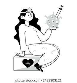 Gezeichnete Mini-Illustrationen der medizinischen Untersuchung