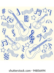 Drawn Music Notes Icon Set         vector eps10