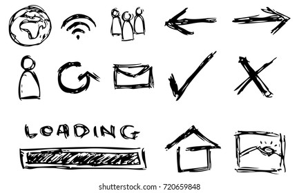 Drawn on Technology and Digital Symbols Illustration doodle