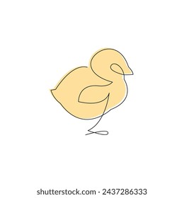 Chiсken dibujado en una línea continua en color. Dibujo de una línea, minimalismo. Ilustración vectorial.