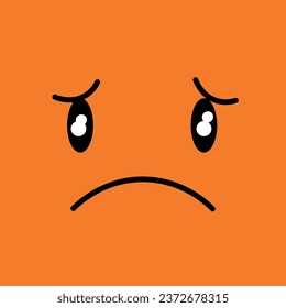Drawn orange sad face, closeup