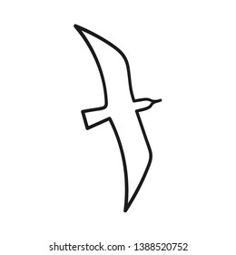 Drawn outlined icon of a flying seagull