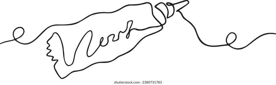Drawn paint or cream tube in simple linear style.Continuous line vector abstraction doodle for textile,business card,poster,label,print,scrapbooking,t-shirt,design,tattoo,sticker,background,book,