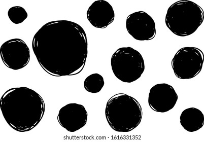 Drawn painted marker brush round shapes black masks. Universal design for wrapping, flyers, cards and branding 