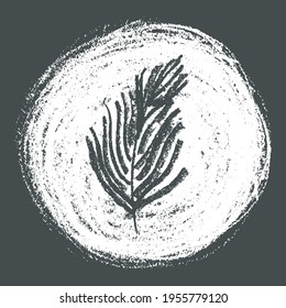 Drawn palm tree icon for red palm oil brand, label of natural organic cosmetics. Vector isolated palm leaf symbol for template travel company logo design, hotel sign, tropical products. Pencil texture
