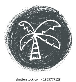 Icono de palmera dibujado para la marca de aceite de palma rojo, etiqueta de cosméticos orgánicos naturales. Símbolo vectorial aislado de hoja de palma para el diseño del logo de la empresa de viajes de plantilla, signo de hotel, productos tropicales. Textura de lápiz