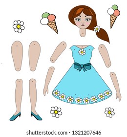 Drawn paper doll with ice cream - Vector