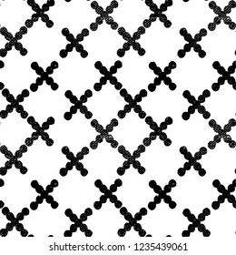 Drawn pattern. Black circular cross on a white background.