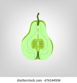 The drawn pear in a cut