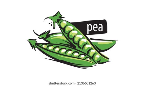 Drawn peas isolated on a white background