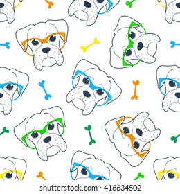 Drawn pencil brush dog pen pattern seamless